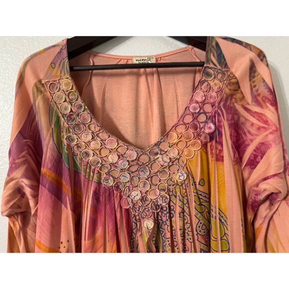 One World Short Sleeve‎ V-Neck Flowy Blouse Size 1X - Picture 2 of 6